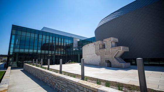 Photo of the UK student center building, outdoors on a sunny day